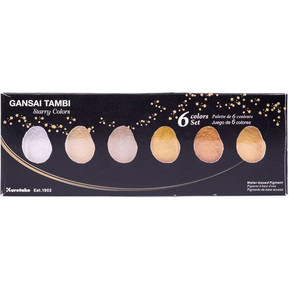 Starry Colors Water-Based Pigment  Paints Kuretake Gansai Tambi 6 Color Set