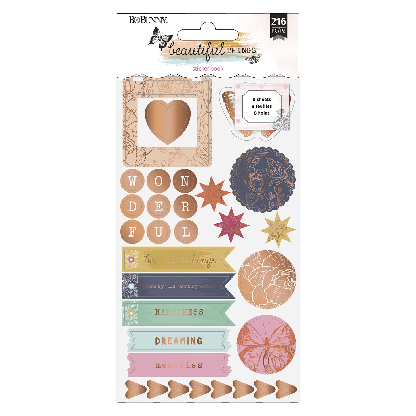 Beautiful Things Sticker Book 8 Sheets with Copper Foil - Bo Bunny