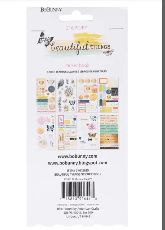 Beautiful Things Sticker Book 8 Sheets with Copper Foil - Bo Bunny