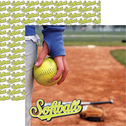 Softball 12x12 Double Sided Scrapbook Paper - Reminisce
