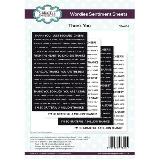 Wordies Thank You Sentiment Sheets Foilable by Creative Expressions