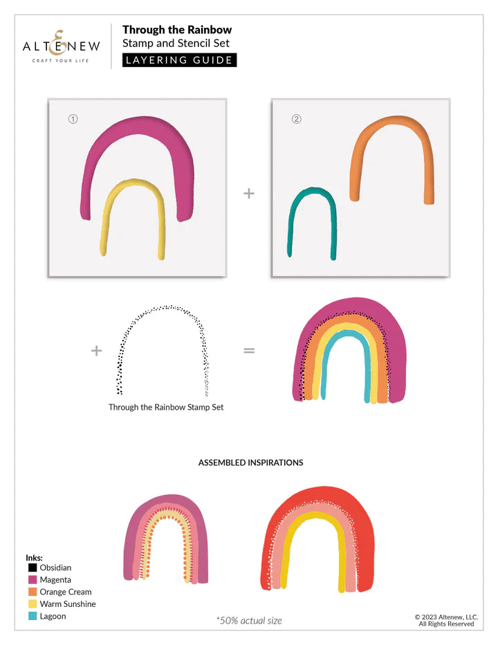 Altenew - Amy Tangerine - Through the Rainbow Bundle Stamp Set, Die Set and Stencil