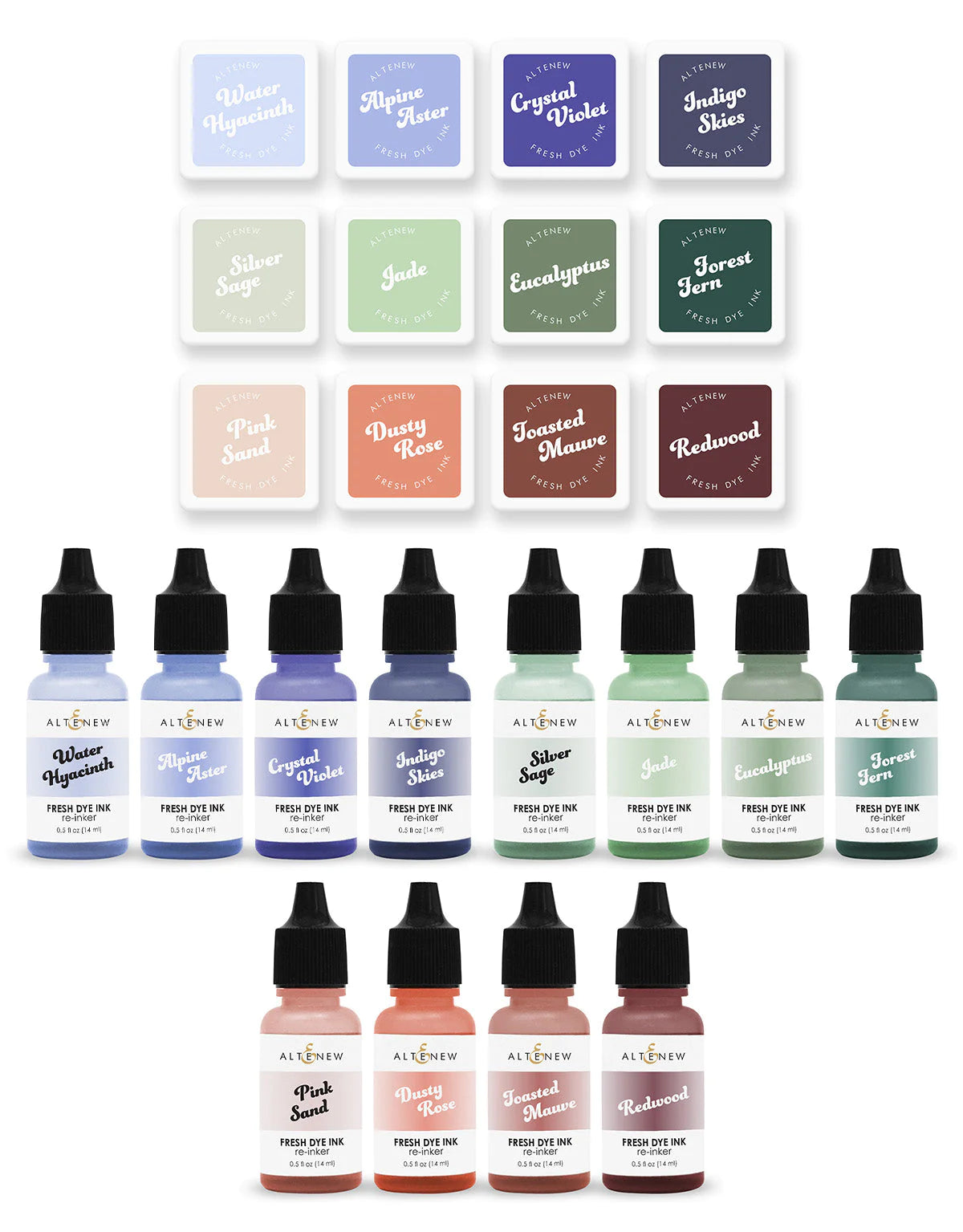 Altenew - Trailblazing Fresh Dye Ink 12 Mini Cubes and Reinker Bundle