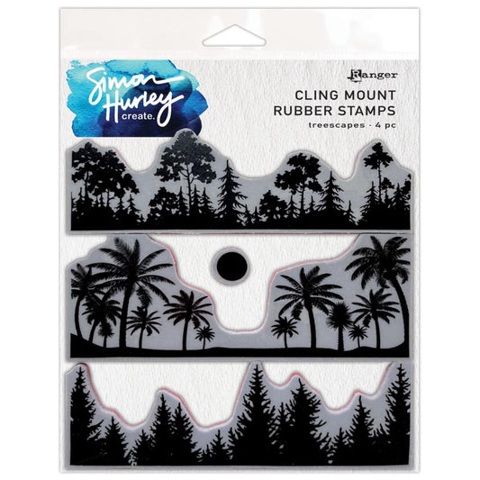 Simon Hurley Create - Treescapes - Cling 3 Piece Stamp Set