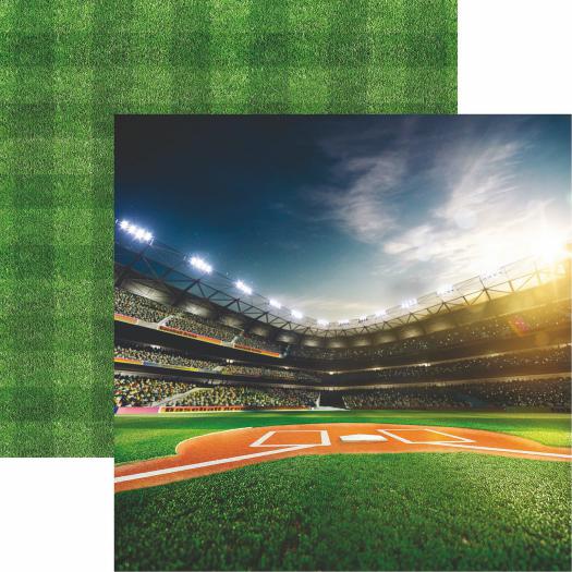 Bright Lights Baseball 12x12 Double Sided Scrapbook Paper - Reminisce