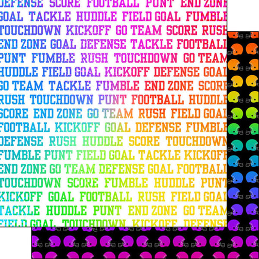 Football Neon #3 12x12 Scrapbook Paper - Scrapbook Customs