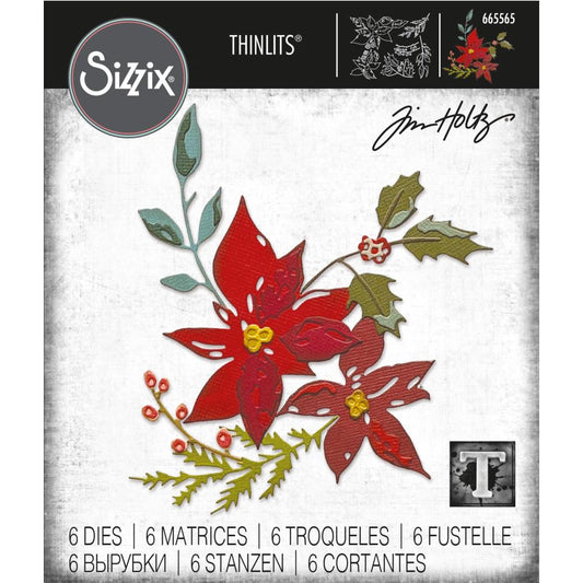 Tim Holtz Festive Bouquet Poinsettia Thinlits Dies Set - Sizzix