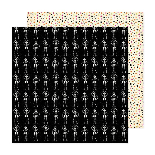 Skeletons and Confetti Happy Halloween 12x12 Scrapbook Pattern Paper Double Sided - American Crafts