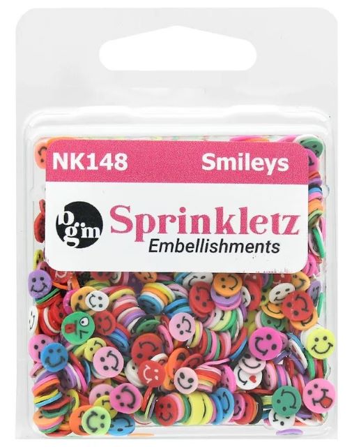 Smileys Multi Colored Brights Smiles Sprinkletz Embellishments for Crafts by Buttons Galore
