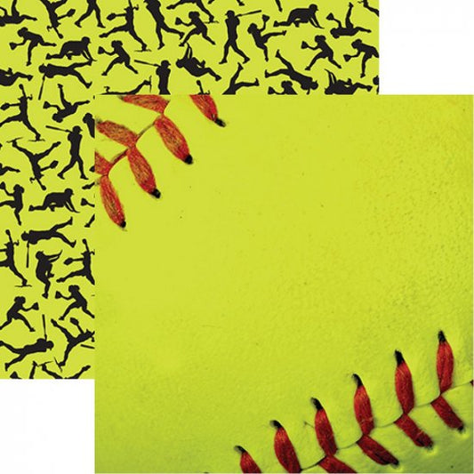 Softball Close Up 12x12 Double Sided Scrapbook Paper - Reminisce