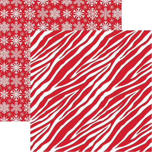 Jungle All the Way Red Zebra and Snowflake 12x12 Scrapbook Paper - Reminisce