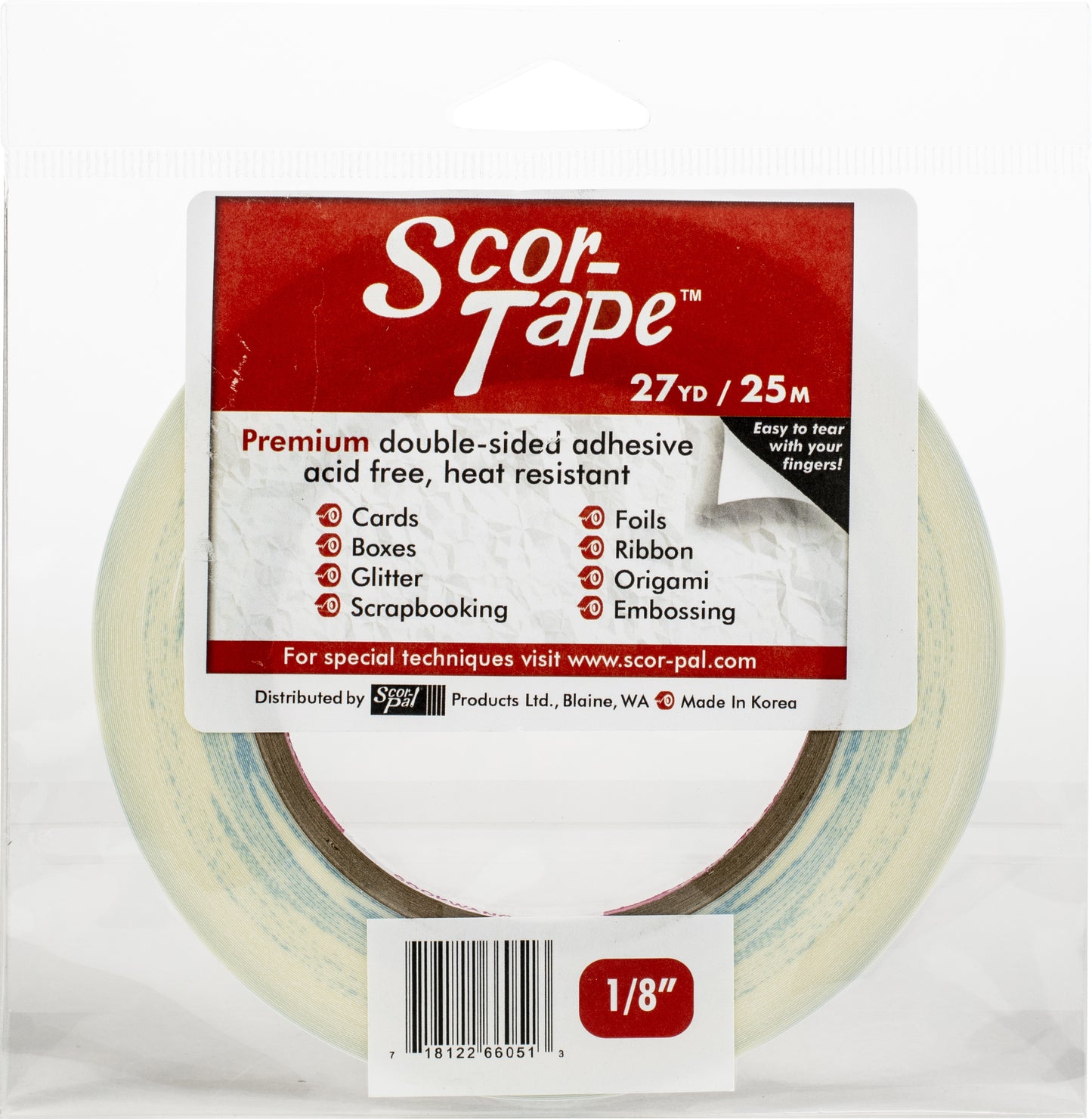 Scor-Tape Double Sided Adhesive 1/8 inch X 27yd