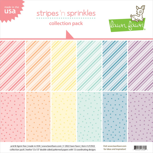 Stripes 'n Sprinkles 12x12 Double Sided Paper Pack by Lawn Fawn