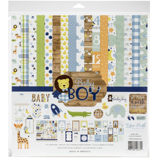 Echo Park Baby Boy scrapbook paper pack and embellishment kit