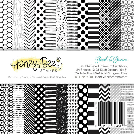 Honeybee Back to the Basics Black and White 6x6 Paper Pad Double Sided Premium Cardstock