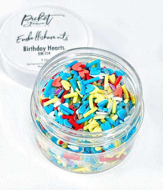 Birthday Hearts and Sprinkles Embellishments by Picket Fence Studios