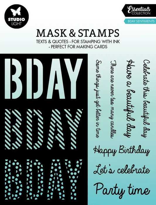 Birthday Sentiments Stamps and Mask Stencil by Studio Light