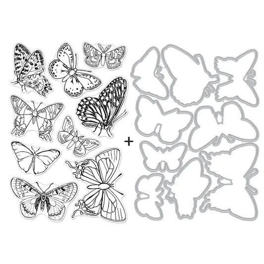 Beautiful Butterflies Clear Stamps and Craft Dies Bundle Hero Arts