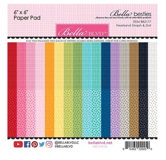 Bella Besties Rainbow Freehand Dots and Graph 6x6 Pattern Paper Pad