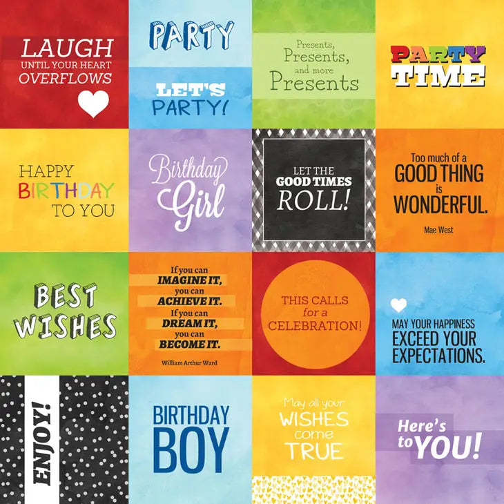 Colorways Birthday Tags 12x12 Scrapbook Paper Double Sided Paper House