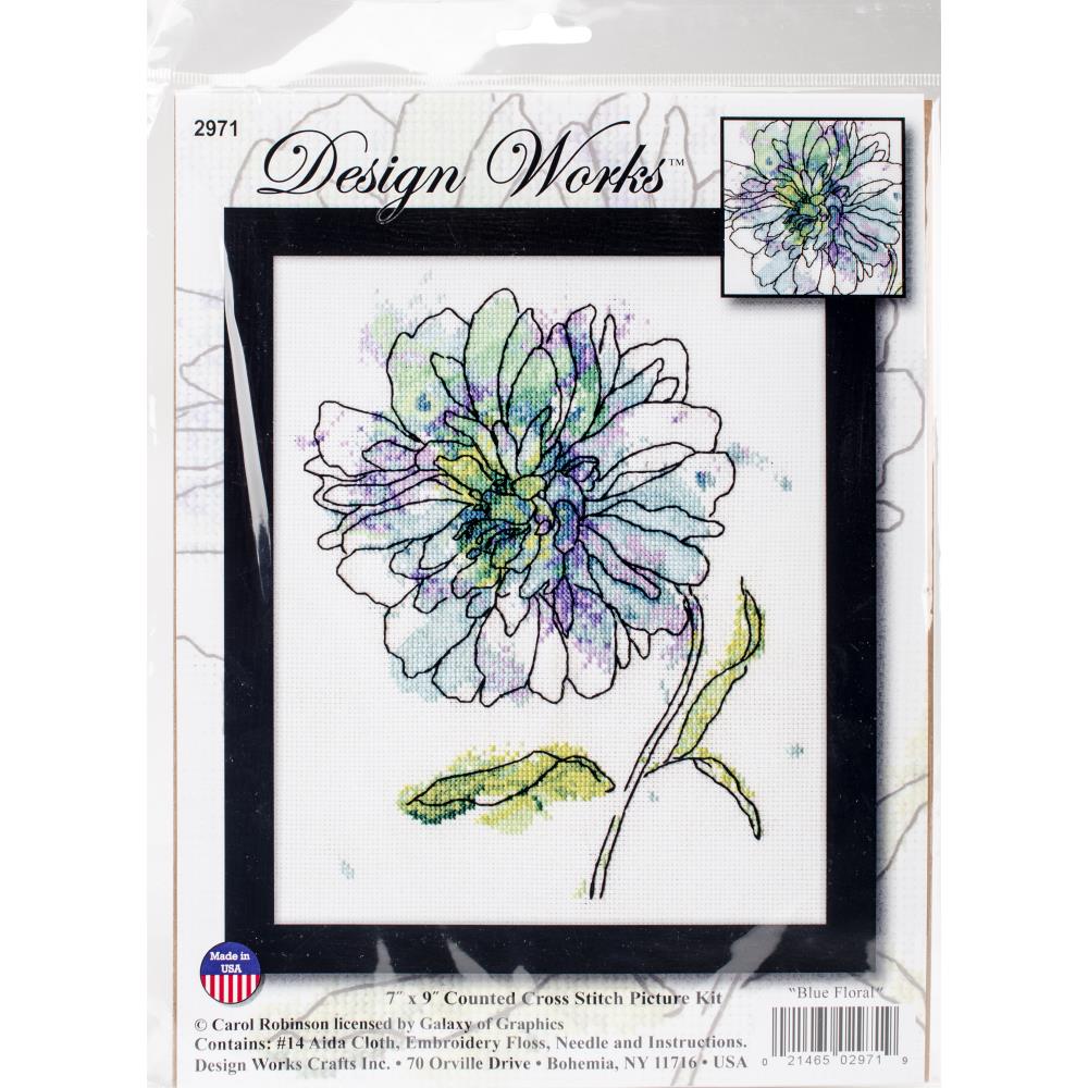 Blue Floral Cross Stitch Kit