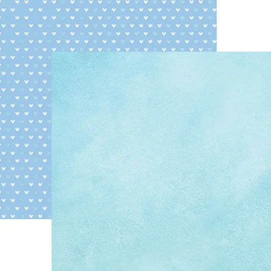 Blue Watercolor Hearts Double Sided Scrapbook Paper by Paper  House Productions