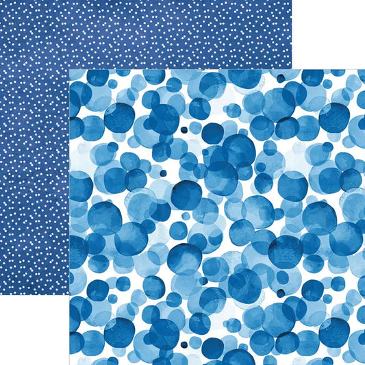 Blue Watercolor Polka Dot double sided pattern Scrapbook Paper by Paper House Productions