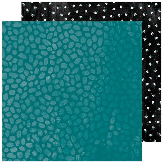 Canvas Teal and Black Double Sided Pattern Scrapbook Paper by Amy Tangerine