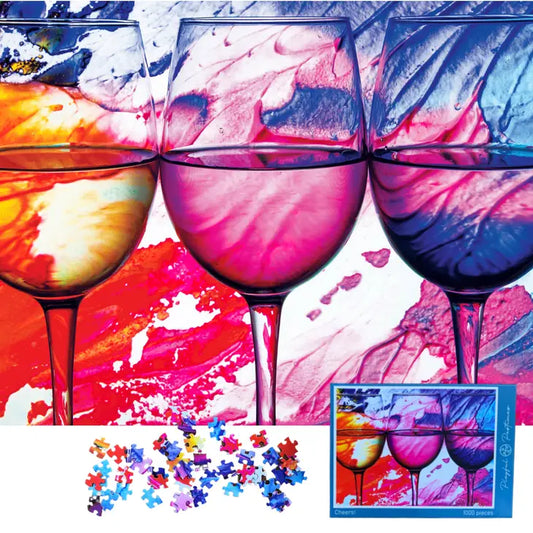 Cheers Colorful Wine Glasses 1000 Piece Jigsaw Puzzle by Playful Pastimes