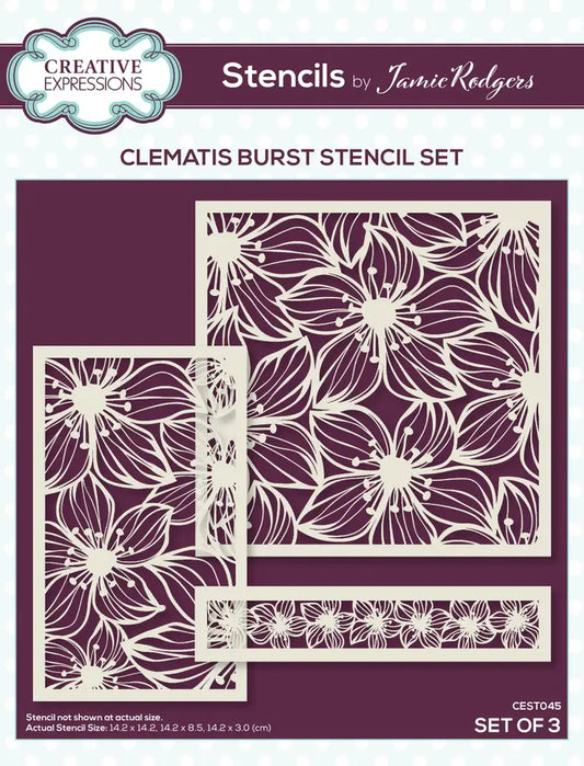Clematis Burst Floral Stencil Set by VreativeExpressions