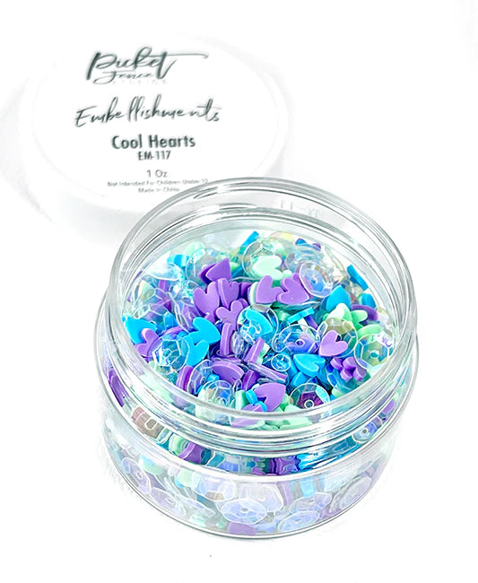 Cool Hearts - Blue Green and Purple Hearts Embellishments by Picket Fence Studios
