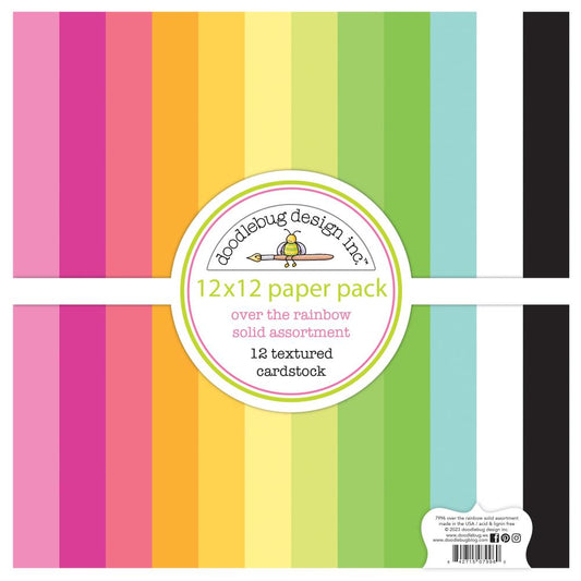Doodlebug Design Over the Rainbow Collection 12x12 Textured Cardstock Solid Assortment