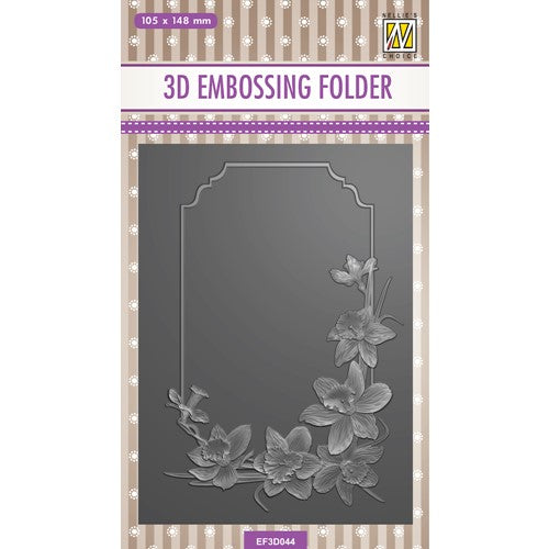 Rectangle with Daffodil Flowers Embossing Folder - Nellies Choice EF3D044