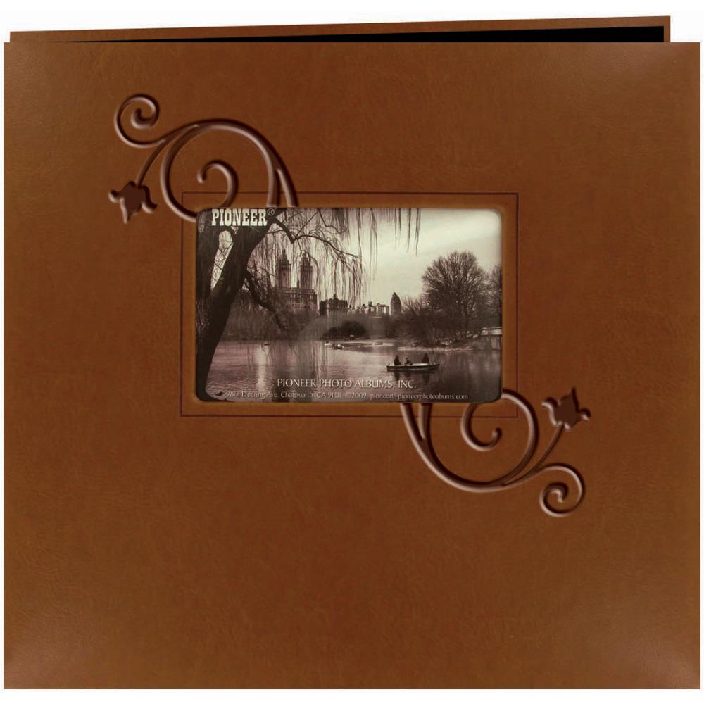 Pioneer Embossed Leatherette Post Bound Album 12"X12" Black or Brown