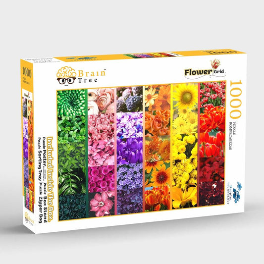Flower Grid 1000 Piece Jigsaw Puzzle Brain Tree Games