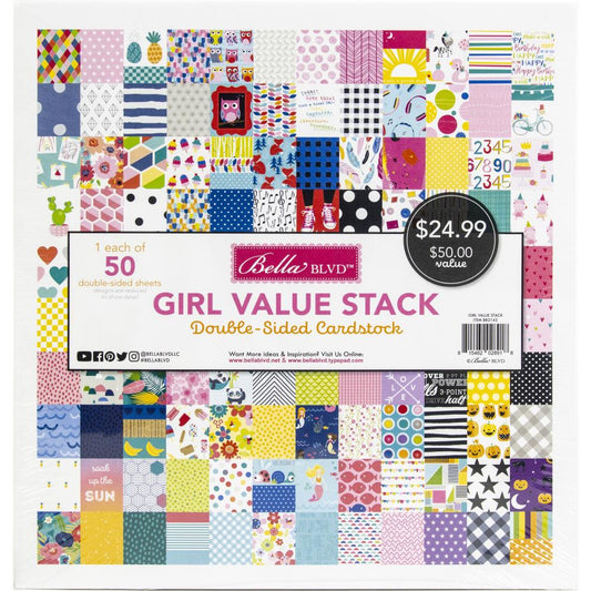 Girl Value Stack 12x12 Pattern Scrapbook Paper Pack - Bella Blvd