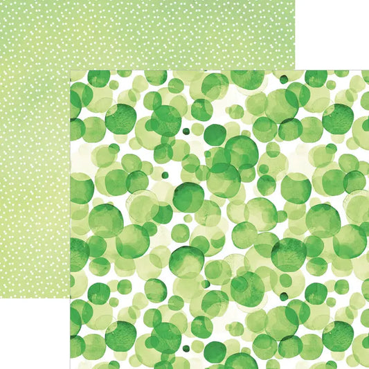 Green Watercolor and Dots 12x12 Scrapbook Paper