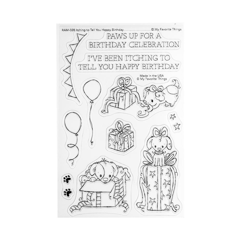 Itching to Tell You Happy Birthday Stamps and Coordinating Die-namics Die Set - My Favorite Things