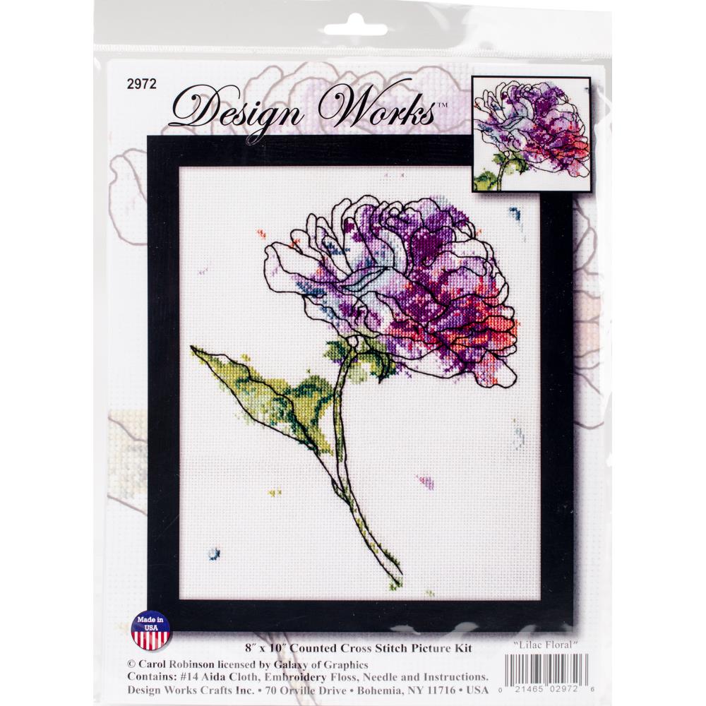 Lilac Floral Cross Stitch Kit