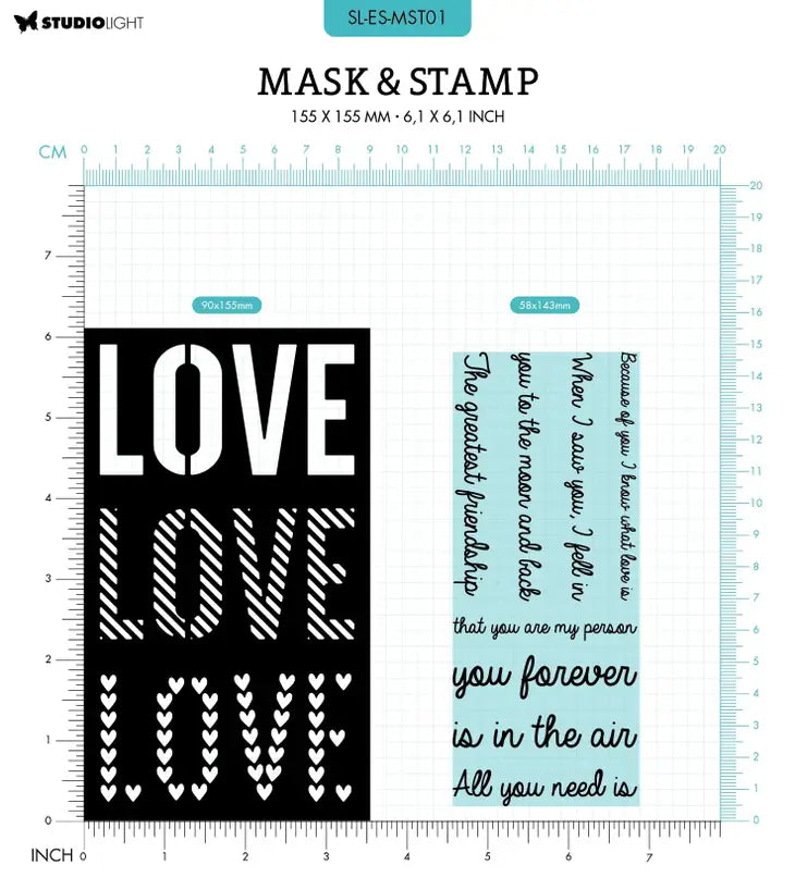 Love Sentiments Essentials Mask Stecil and Stamps Set