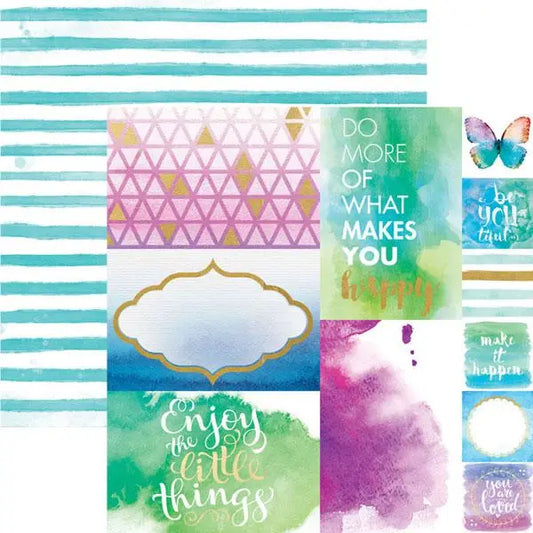 Do What Makes You Happy 12x12 Scrapbook Paper Double Sided - Paper House Productions