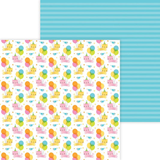 Party Purrfect 12x12 Scrapbook Paper Double Sided - Hey Cupcake Line - Doodlebug