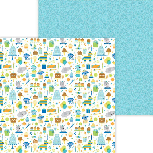 Party Time Birthday 12x12 Scrapbook Paper Double Sided