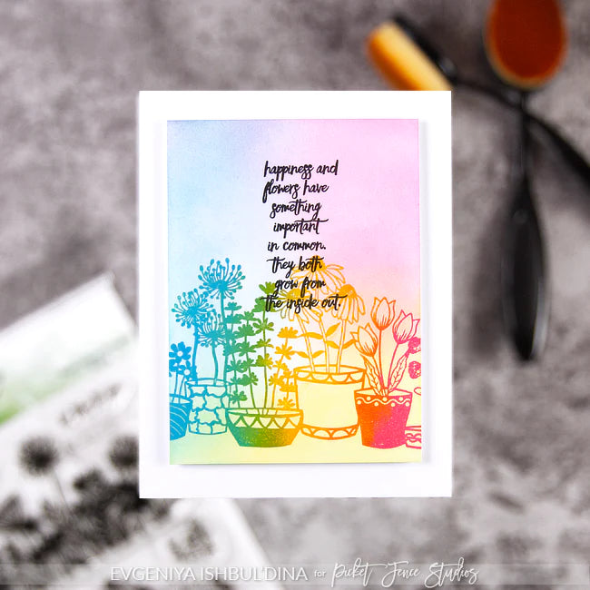 Plant Happy Thoughts Clear Stamps by Picket Fence Studios