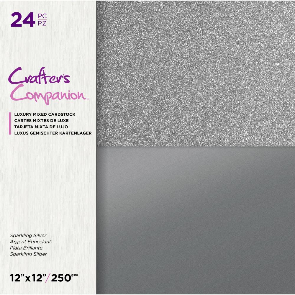 Silver Glitter and Pearlescent 12x12 Cardstock Pad - Crafters Companion