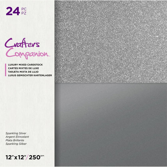 Silver Glitter and Pearlescent 12x12 Cardstock Pad - Crafters Companion