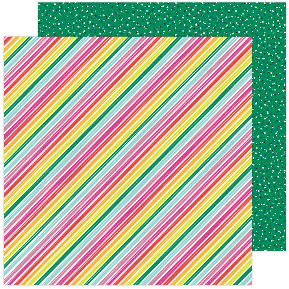 Summer Stripes Double Sided 12x12 Scrapbook Paper - Amy Tangerine