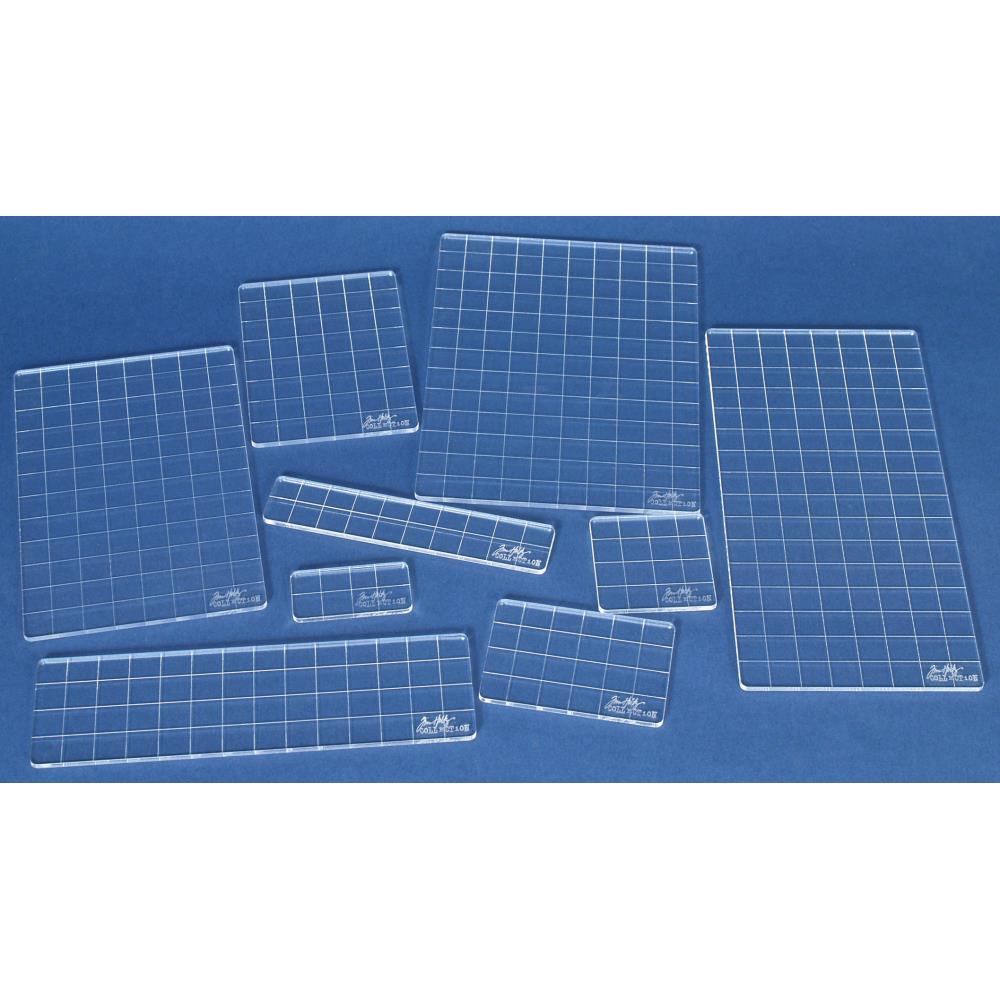 Tim Holtz Acrylic Stamping Grid Blocks 9/Pkg Stampers Anonymous