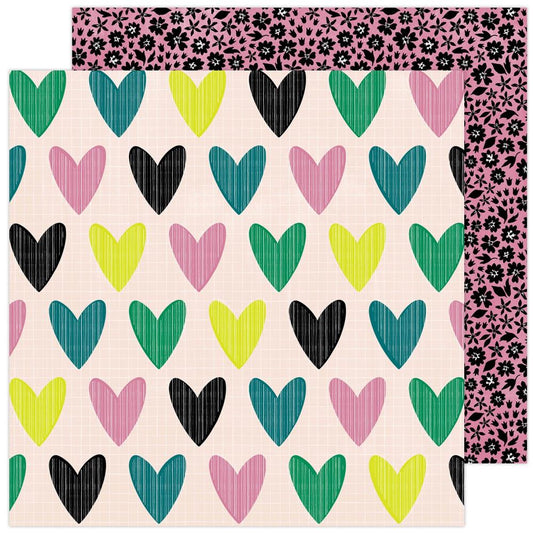 Whole Heart Double Sided 12x12 Scrapbook Paper - Amy Tangerine