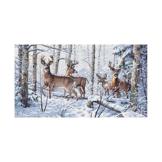 Woodland Winter Deer Cross Stitch Kit 18x10 - Dimensions